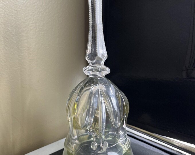 Vintage Hand Cut Lead Crystal Bell Bohemian Glass West Germany Green Base