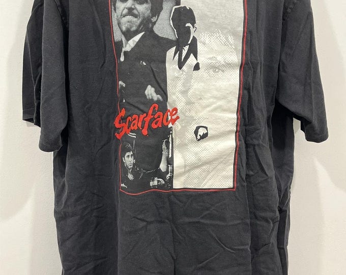 Vintage Scarface Tony Montana Graphic T‑Shirt Black 2XL USA Made