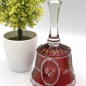 Vintage Westmoreland Glass 40th Anniversary Bell Ruby Red Flash Glass