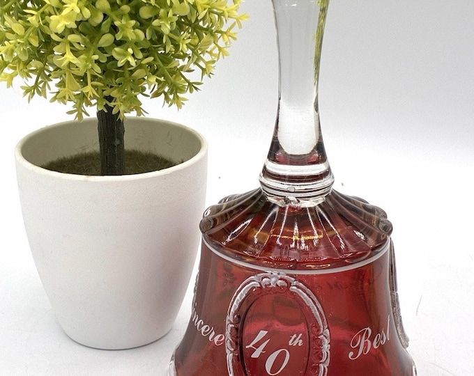 Vintage Westmoreland Glass 40th Anniversary Bell Ruby Red Flash Glass