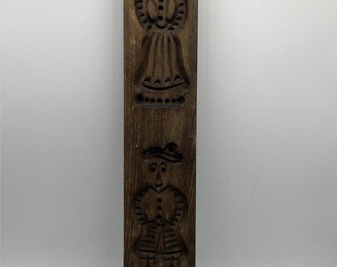 Primitive Vintage WOOD Hand Carved Candy Butter Press Cookie Sugar Mold 15.5”x3”