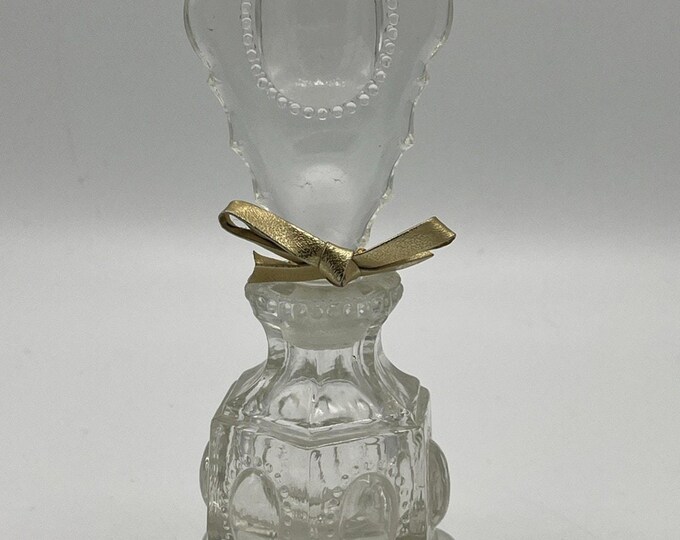 VTG L.E.Smith Fancy Art Deco Glass Beaded Cameo Perfume Bottle and Stopper 7”