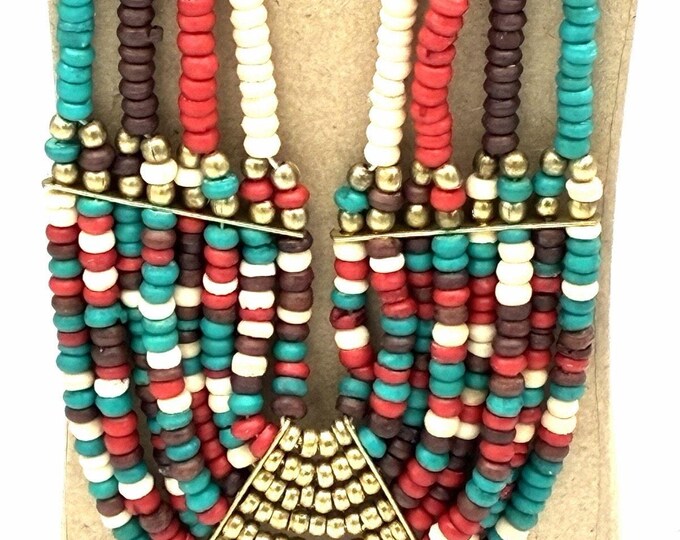 Carol for Eva Graham India Multi Strand Beaded Statement Necklace Vintage