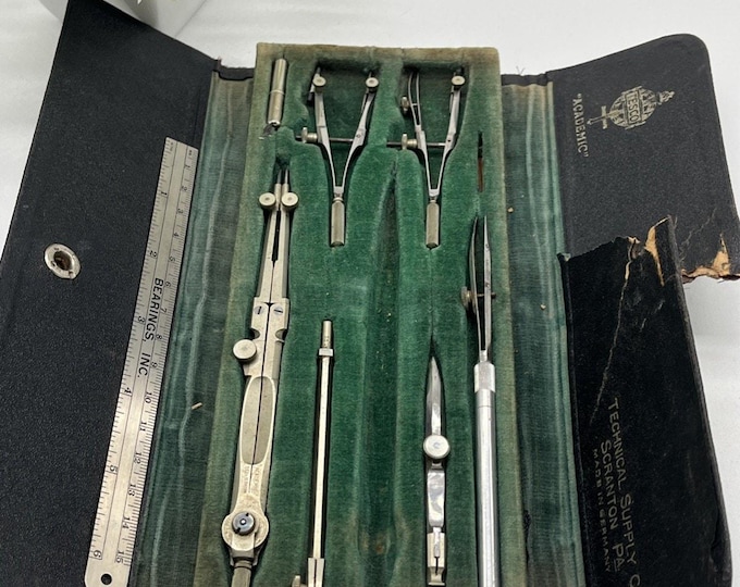 Vtg TESCO Academic Drafting Set Compass Germany Technical Supply Scranton AS IS