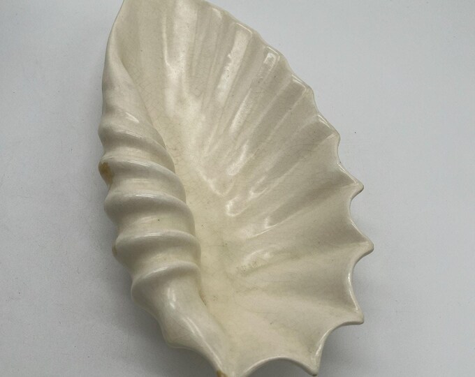 Vintage 13” Seashell Nautical Pottery Serving Dish Trinket Bowl 1960s Signed