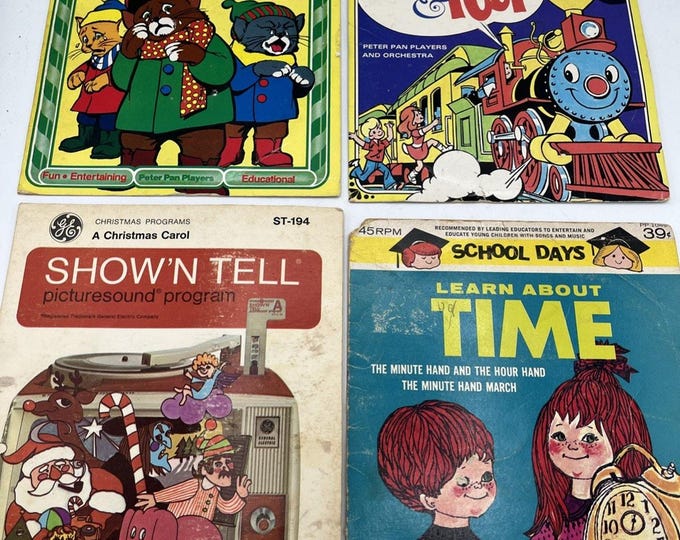 Lot Of 4 School Days GE Peter Pan 7" 45rpm Vinyl VG+ Cover VG Christmas Carol