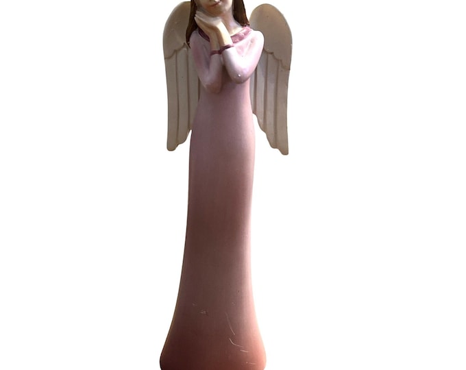Ganz Guardian Angel Figurine Pink Dress Prayer Hands 6" Spiritual Gift