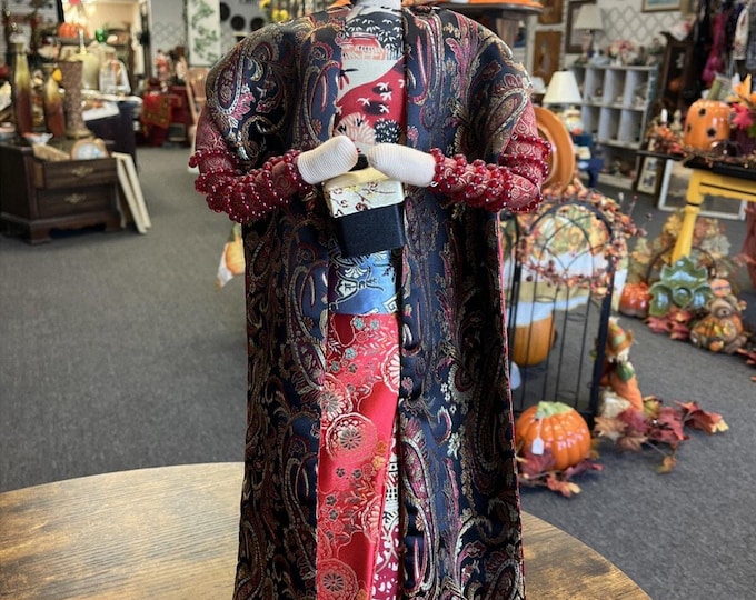 2004 Japanese Handmade Doll 22" Silk Kimono Geisha Folk Craft Artisan Signed Art