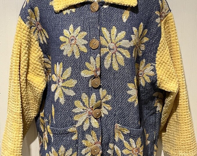 Vintage Women's XL It's Outta The Bag Unge-Potch-Ket Blazer Jacket Sunflowers