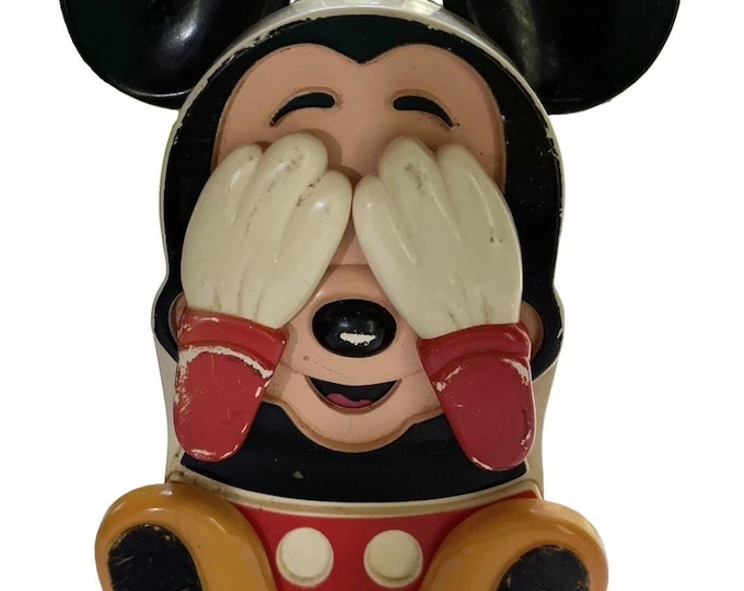 Vintage Walt Disney Mickey Mouse Illco Wind Up Musical Peekaboo Toy