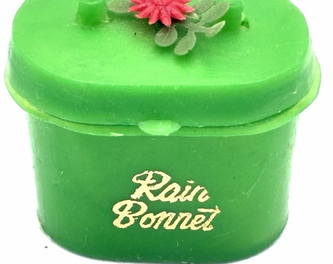 Vintage 1960s Rain Bonnet Flower Pot Case Made Hong Kong Purse Accessory