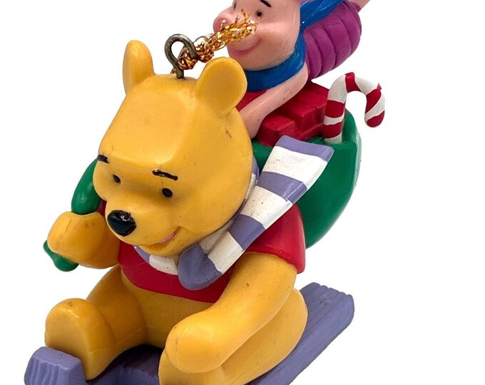 Vintage Winnie The Pooh And Piglet Christmas Tree Ornament Sleigh Sled Noma