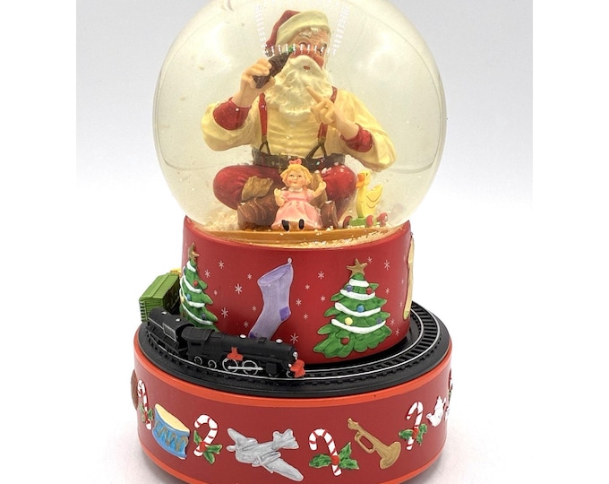 Coca-Cola Vintage Santa Musical Snow Globe Train Moves Hallmark Teach World Sing