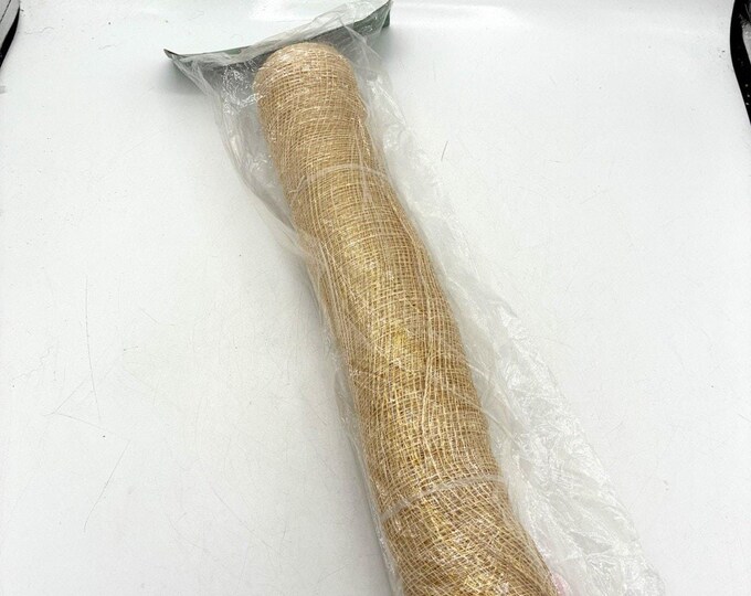 Vintage Darice Holiday Trimmings Sinamay Roll Gold 15” x 16’ NOS Craft Mesh