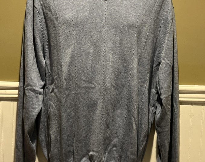 Jos. A. Bank Signature V‑Neck Sweater Men’s XL — 100% Pima Cotton Blue Gray Knit Pullover