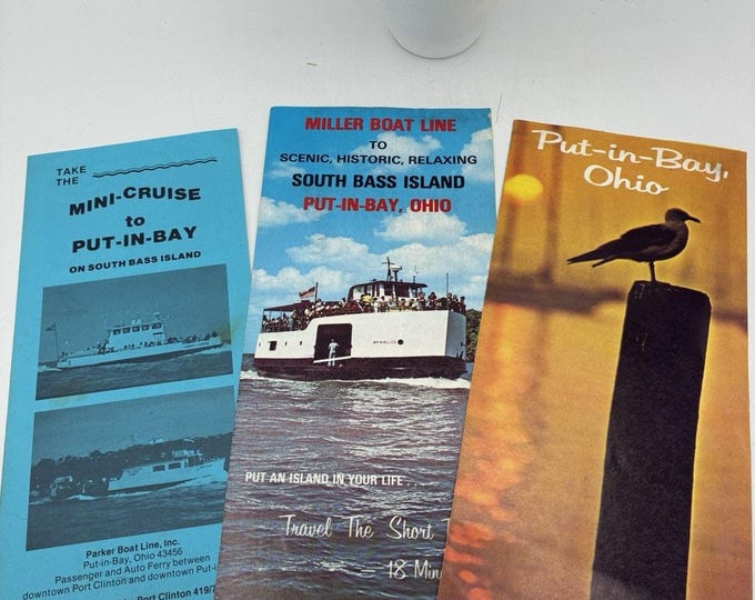 Lot 3 Vintage 1981 Put-in-Bay Ohio Brochures Miller Parker Boat Line Ferry
