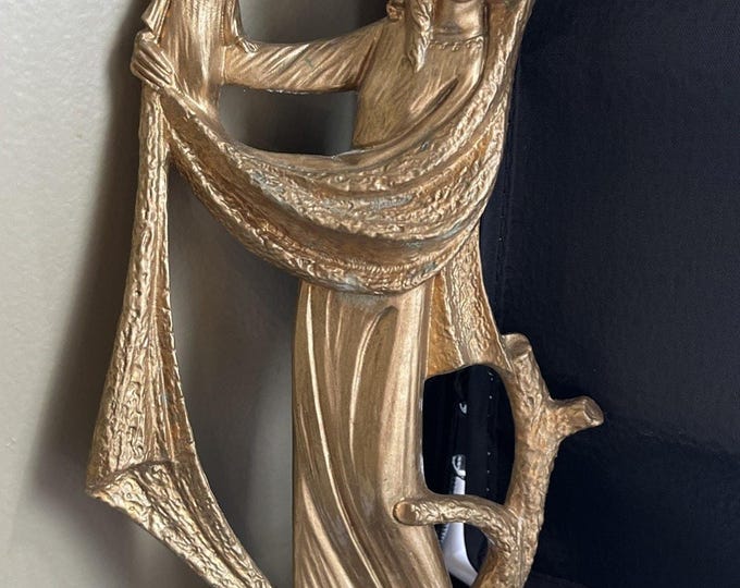 Vtg Catholic Mother & Child Virgin Mary Baby Jesus Molded Resin Wall Art Plaque