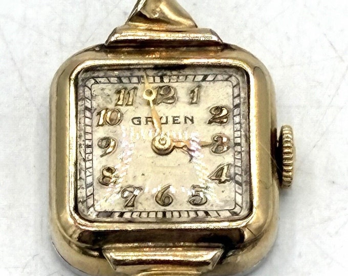 Vintage Gruen Guildite Ladies Watch Head Base Metal Cushion Case Parts Repair