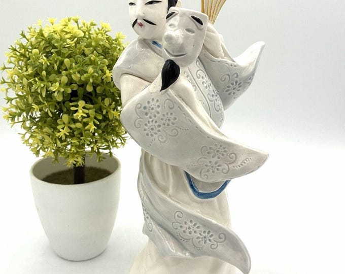 Vintage Sigma Japan Japanese Theater Mask Taper Candle Holder 9.5”