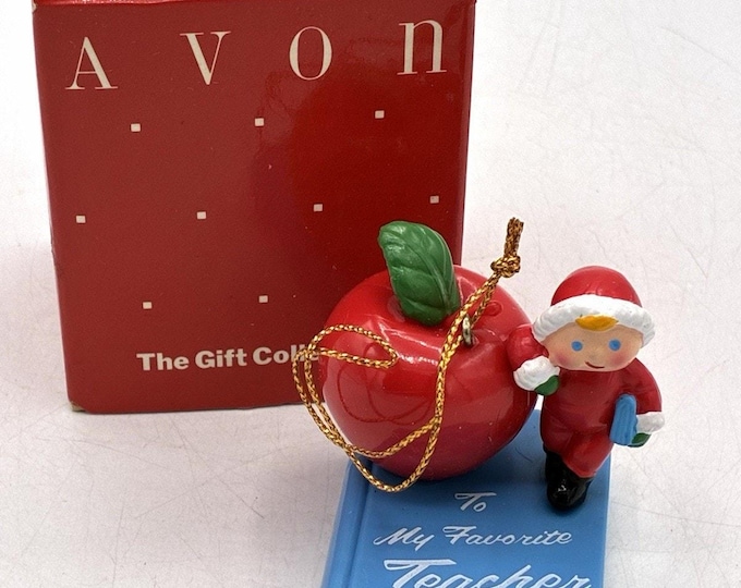 Avon Teacher Christmas Ornament – “Someone Special” Apple & Book Vintage w/ Box