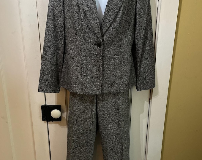 Josephine Chaus Womens Sz 4 Grey Charcoal Silk Wool Blend Pant Suit Two Piece