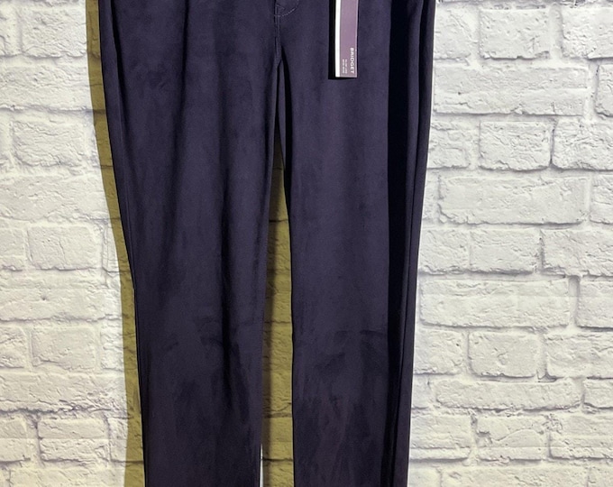 Gloria Vanderbilt “Bridget” Slim‑Leg Pants • Suede‑Feel Eggplant Purple • Women’s