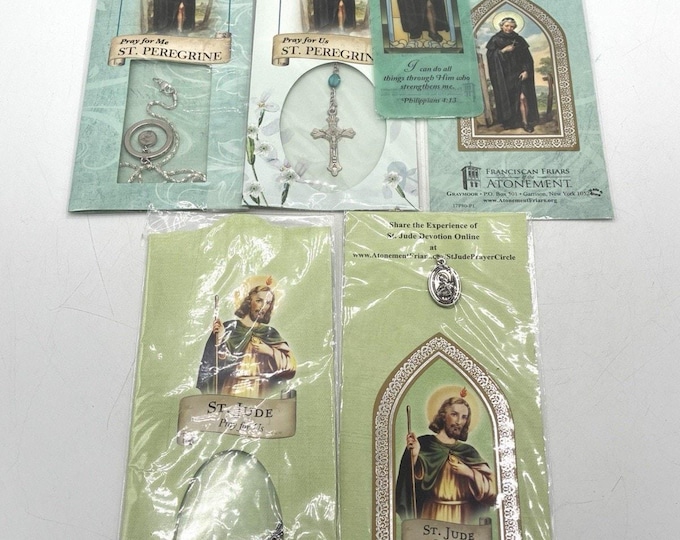 St Peregrine St Jude Catholic Devotional Lot Bracelet Medals Crucifix Graymoor