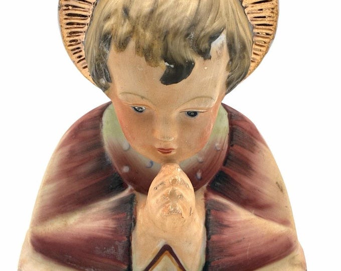 Vintage San Myro Japan Praying Child Figurine Halo Religious Porcelain 4”