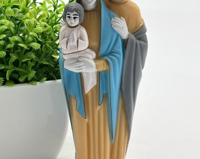 Vintage Holy Family Nativity Figurine Mary Joseph Jesus 6" Plastic Catholic Decor