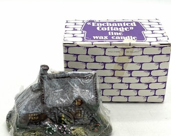 Vintage Giftco Enchanted Cottage Waxkaars Miniatuurhuisje Nieuw in verzegelde doos 7,6 cm
