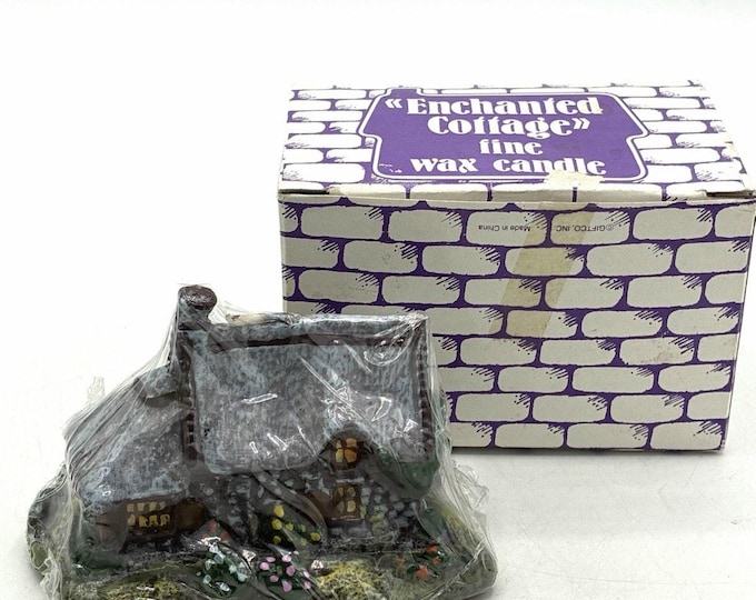 Vintage Giftco Enchanted Cottage Wax Candle Miniature House NOS Sealed Box 3”