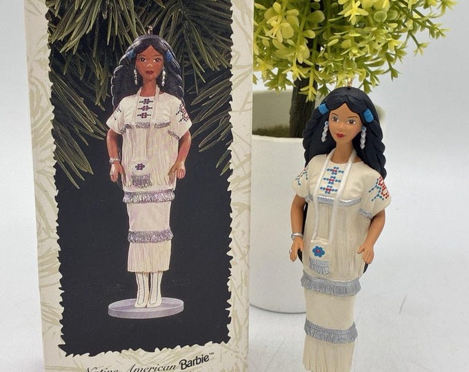 Vintage Keepsake Hallmark Ornaments Native American Barbie Dolls Of The World