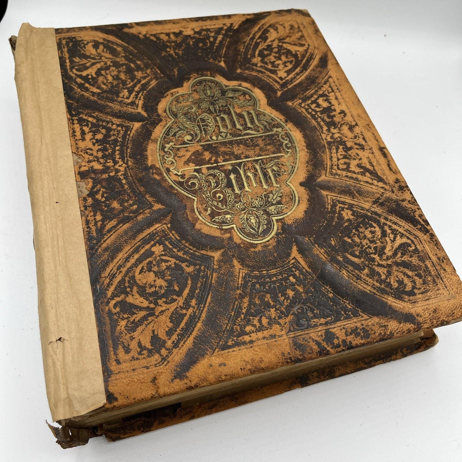 1874年「HOLY BIBLE 」キリスト 聖書 大型 アンティーク 12 【公式通販】