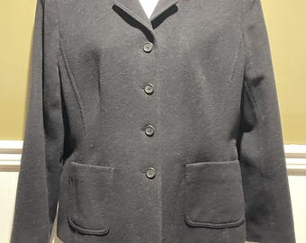 Lauren Ralph Lauren Jacke Damen 12P Blazer Stil Schwarz Wolle Angora Kurzer Mantel