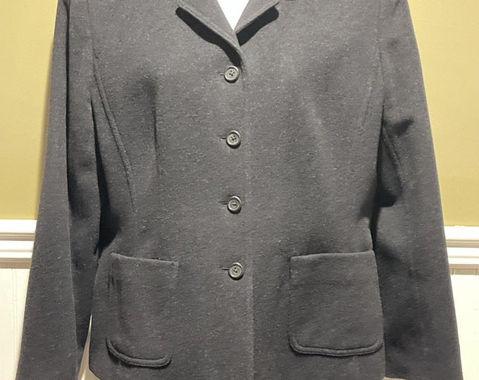 Lauren Ralph Lauren Jacket Womens 12P Blazer Style Black Wool Angora Short Coat