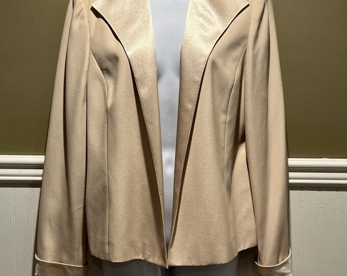drapers and damons Lined jacket Women’s Cream Tan Gold Silk Lapel Sz 14 Metallic