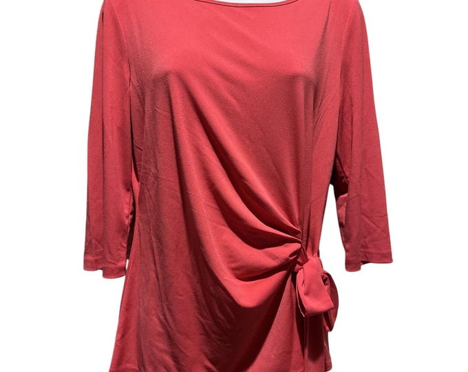 Philosophy Republic Faux Wrap Blouse – Pink 3/4 Sleeve Stretch Top Size M