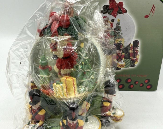 Vintage Musical Christmas Snow Globe – Santa & Toy Soldiers Large Waterball