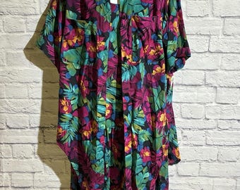Vintage A.S. Elliott 14W Tropical Floral Dress Shirt 2 Piece Set NWT USA