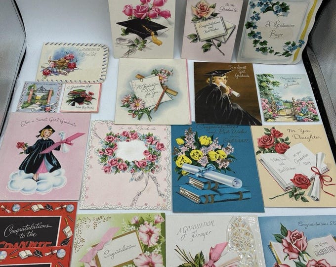 Vintage 1953 Graduation Greeting Cards Lot of 18 Used Signed Ephemera