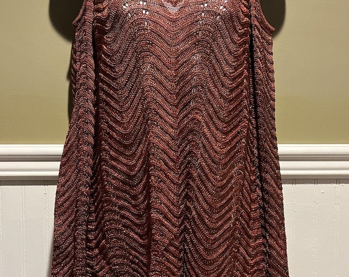 INC Metallic Knit Cold Shoulder Sweater – Bell Sleeve Women’s Medium