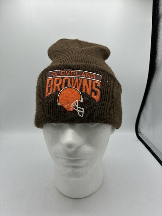 Cleveland Browns Knit Beanie Cuff Hat Schuessler Knitting Mills Made USA