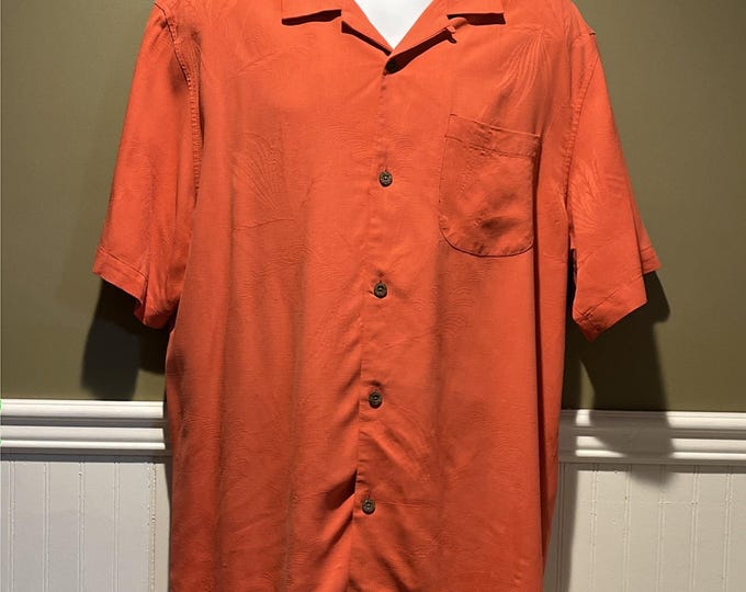 Tommy Bahama Coral Silk Short Sleeve Button Up Shirt Size L