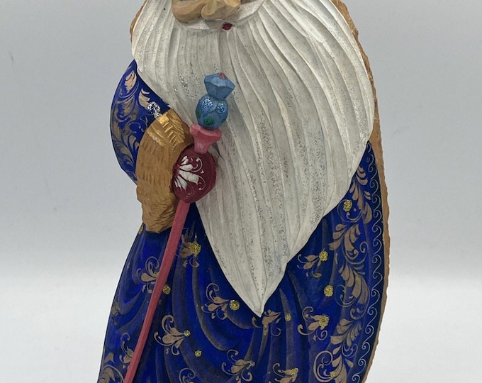 Santa Claus Carved Wood Enameled Fairy Story Christmas Decor RUSSIAN DED MOROZ