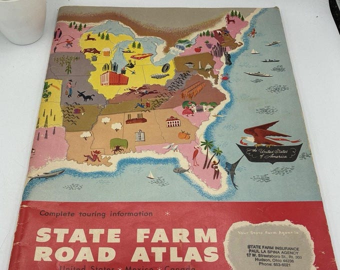Vintage 1979 State Farm Road Atlas Rand McNally USA Mexico Canada Retro Cover