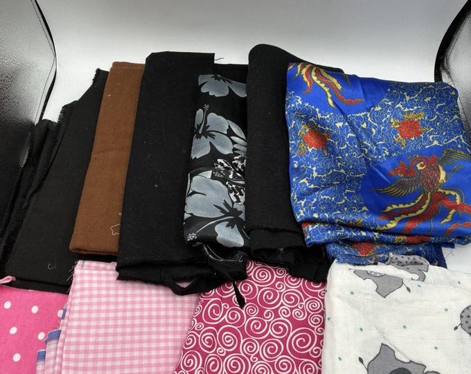 Mixed Fabric Lot Cotton Satin Muslin Prints Solids Craft Sewing