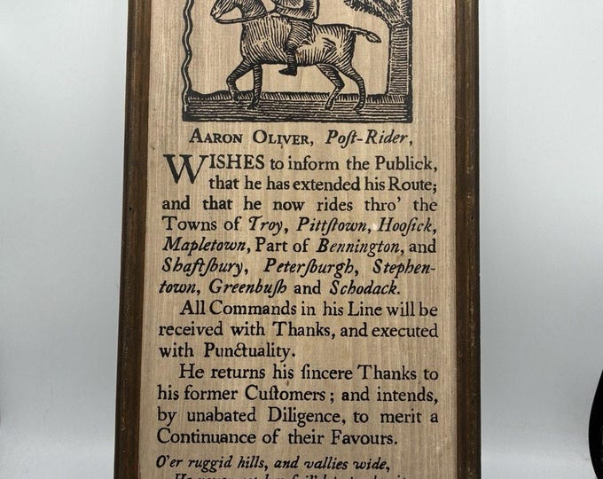 Yorkraft Americana Aaron Oliver Post Rider 1799 Wood Plaque Northern Budget