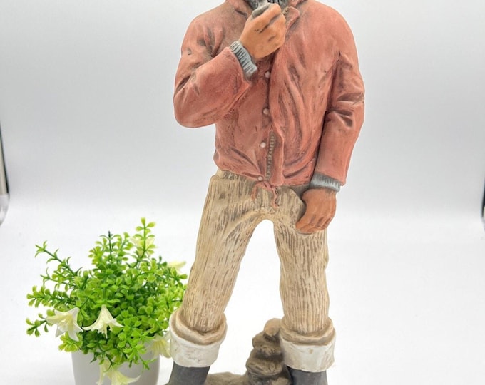 Vintage 1980 Enesco Imports Corp 14" Michael Roche Statue Figurine Fisherman