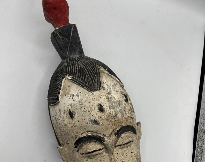 Guro African Mask Vintage Hand Carved Wooden Art Face Collectible 17” Primitive