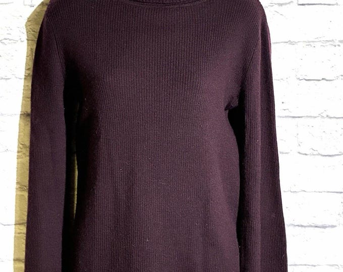 Kenar Italian Merino Wool Ribbed Turtleneck Sweater Women’s M Purple Long Sleeve